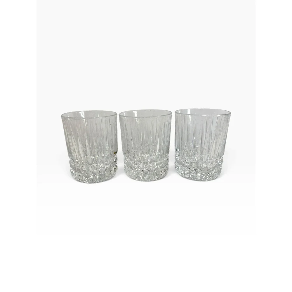 Set of 3  Fostoria Heritage Double Old Fashioned Glasses Clear Crystal